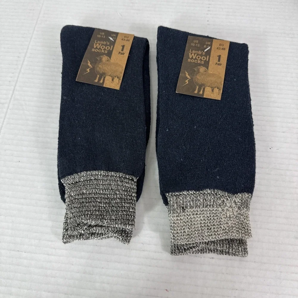 Lamb's Wool Blend Socks NEW Men's US 10-13 Lot of 2 Gray Blue Calf Length 1398
